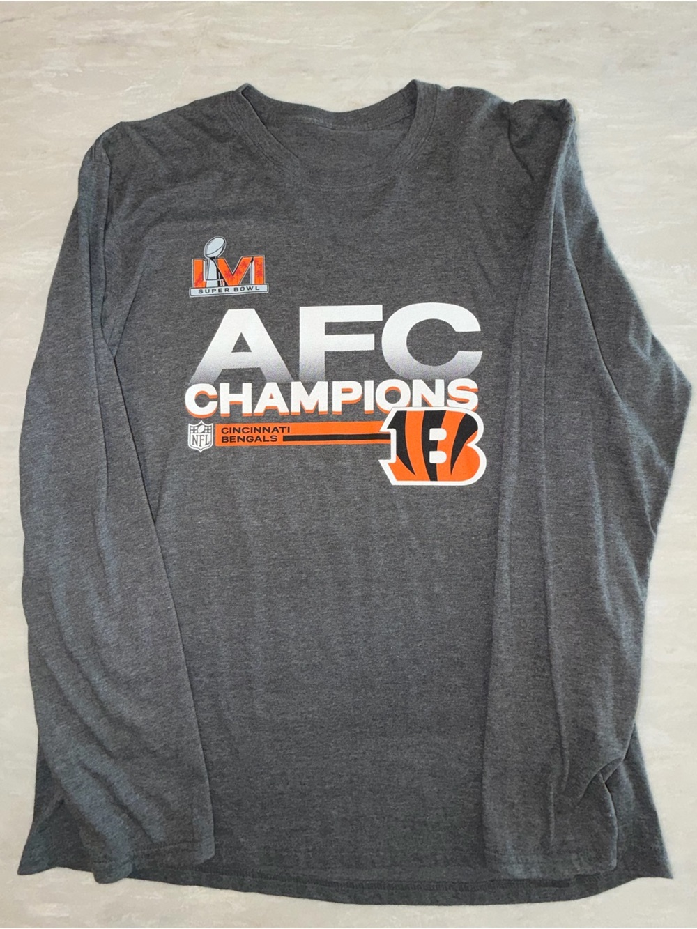 Cincinnati Bengals Super Bowl LVI AFC Champions Long Sleeve Shirt XL NFL
